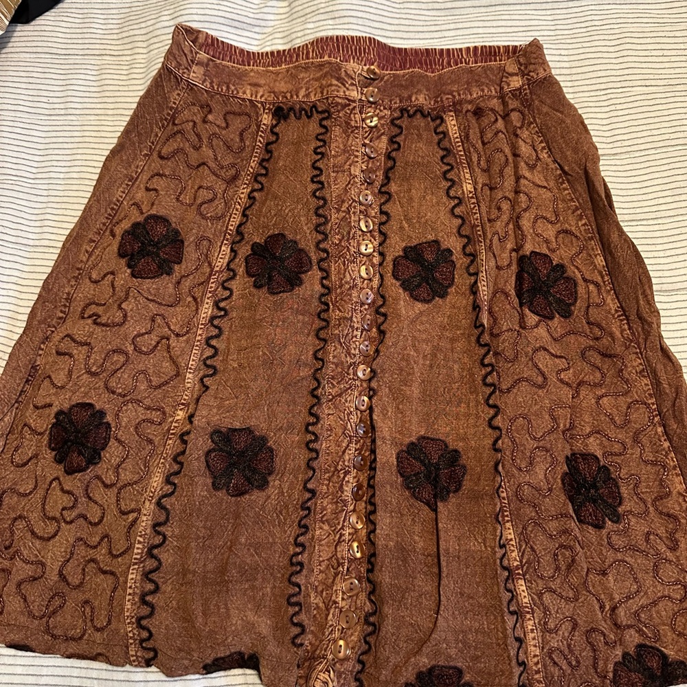 Speed Limit 98 Floral Embroidered A-Line Skirt